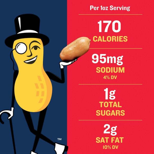 PLANTERS Salted Peanuts Cocktail, Party Snack, Plant-Based Protein, After School Snack, Roasted in Peanut Oil, Salted Nuts, Snacks for Adults, Bulk Nuts, Kosher, 2.19lb Jar - Image 5