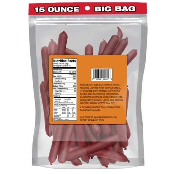 Old Trapper Original Deli-Style Beef Sticks,15-Ounce Package, Perfect for On-the-Go Snacking, Six Grams of Protein and Zero Grams of Sugar per Serving (Pack of One) - Image 2
