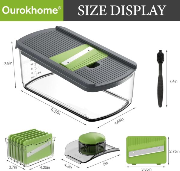 Ourokhome Mandolin Slicer for Kitchen Food, Hand Safe Vegetable Shredder with 6 Mandoline Blades, Veggie Waffle Cutter for Potato, Carrot, Zucchini, Onion, Essential Kitchen Gadgets (6 in 1, Gray) - Image 10
