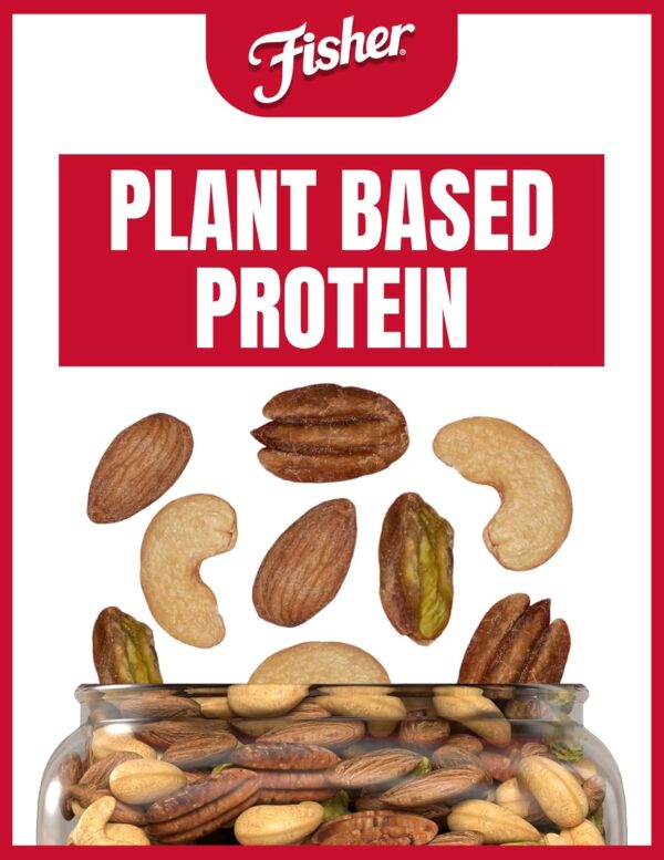 Fisher Oven Roasted Never Fried Deluxe Mixed Nuts, 24 Ounces (Pack of 1), Almonds, Cashews, Pecans, Pistachios, Healthy Snacks for Adults, Made With Sea Salt, No Added Oil, Trail Mix, Gluten Free​ - Image 5