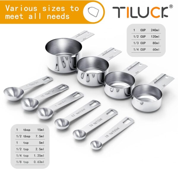 TILUCK Stainless Steel Measuring Cups & Spoons Set, Cups and Spoons,Kitchen Gadgets for Cooking & Baking (10) - Image 4
