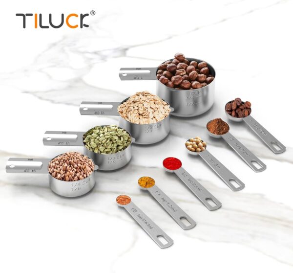 TILUCK Stainless Steel Measuring Cups & Spoons Set, Cups and Spoons,Kitchen Gadgets for Cooking & Baking (10) - Image 3