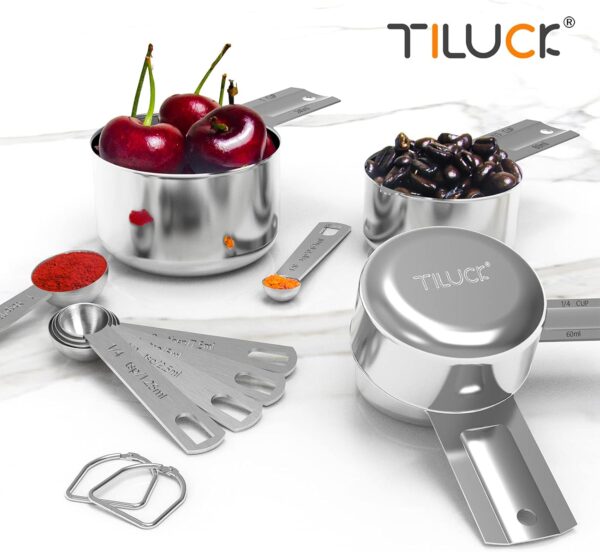 TILUCK Stainless Steel Measuring Cups & Spoons Set, Cups and Spoons,Kitchen Gadgets for Cooking & Baking (10) - Image 2