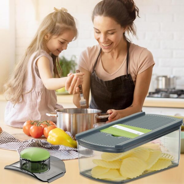 Ourokhome Mandolin Slicer for Kitchen Food, Hand Safe Vegetable Shredder with 6 Mandoline Blades, Veggie Waffle Cutter for Potato, Carrot, Zucchini, Onion, Essential Kitchen Gadgets (6 in 1, Gray) - Image 3