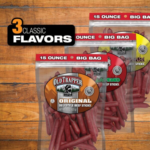 Old Trapper Original Deli-Style Beef Sticks,15-Ounce Package, Perfect for On-the-Go Snacking, Six Grams of Protein and Zero Grams of Sugar per Serving (Pack of One) - Image 4