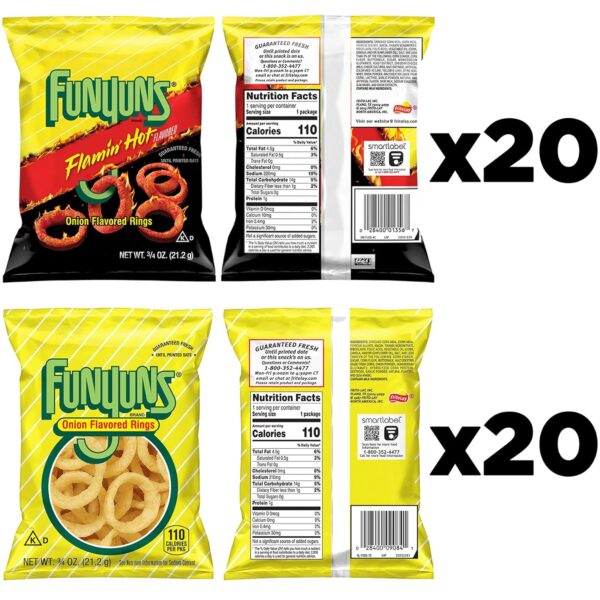Funyuns Onion Flavored Rings, Variety Pack, 0.75 Ounce (Pack of 40) - Image 3