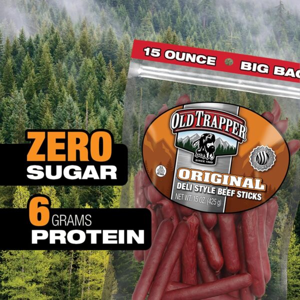 Old Trapper Original Deli-Style Beef Sticks,15-Ounce Package, Perfect for On-the-Go Snacking, Six Grams of Protein and Zero Grams of Sugar per Serving (Pack of One) - Image 3