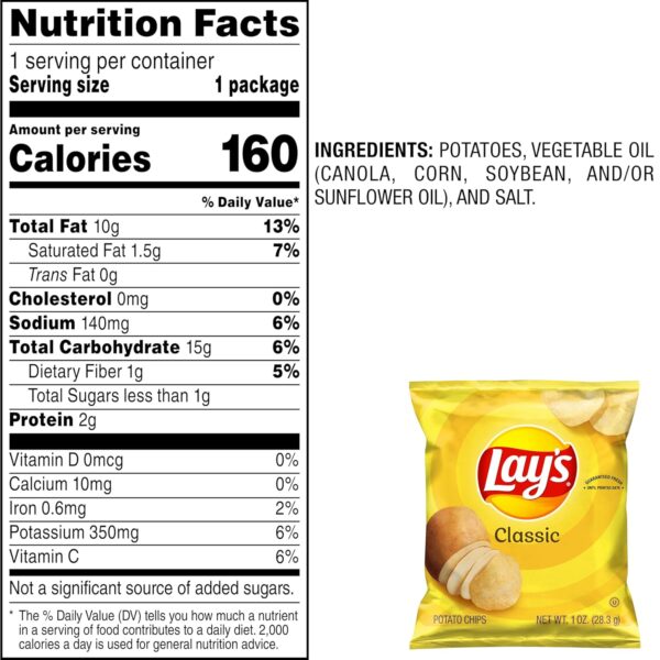 Lay's Potato Chips, Classic, 1 Ounce (Pack of 40) - Image 3