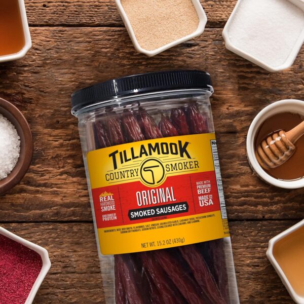 Tillamook Country Smoker Real Hardwood Smoked Sausages, Original Beef, 15.2 Ounce Tall Jar, 20 Count - Image 5