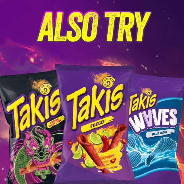 Takis Blue Heat 40 pc / 1 oz Multipack - Intense Hot Chili Pepper Flavored Extreme Spicy Rolled Tortilla Chips - Individual Bags, Perfect for Tailgates, Parties, Lunchboxes or Lunches - Image 6